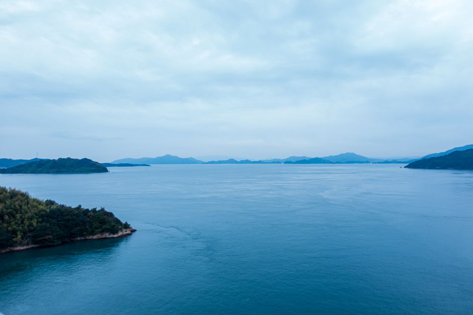 View from Mount Misen over the Seto Inland Sea with islands scattered to the horizon